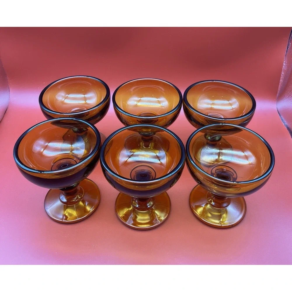 MCM Imperial Hoffman House Amber 4oz Sherbet/Champagne Glass 4
